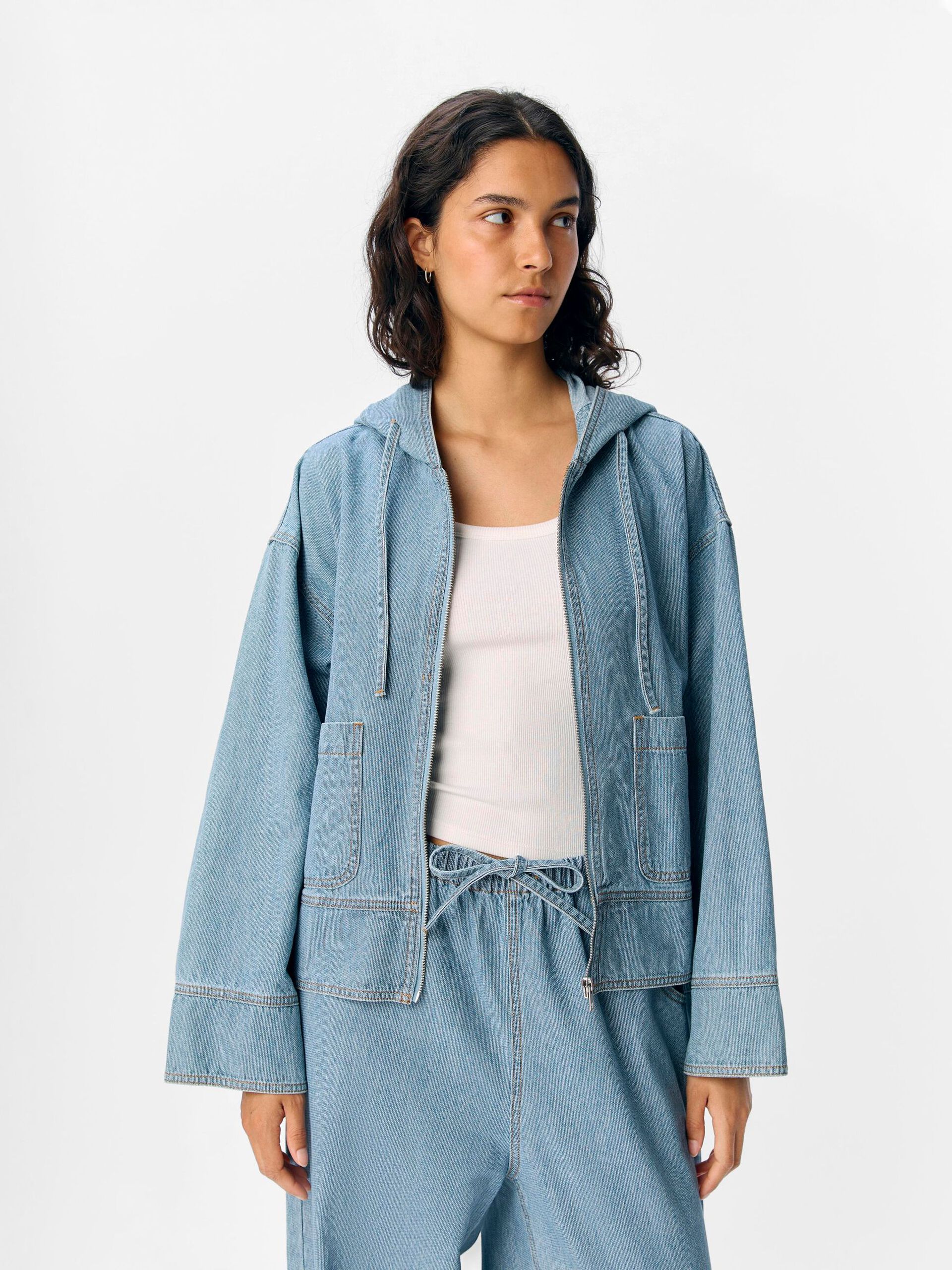 Carousel image - DENIM HOODIE, Light Blue Denim | 6