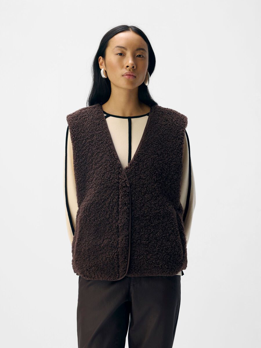 Product carousel image - FLEECE WESTE, Seal Brown | 1