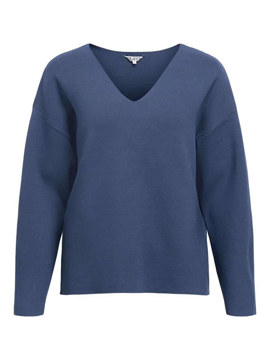 Carousel image - V-AUSSCHNITT STRICKPULLOVER, Dark Denim | 1