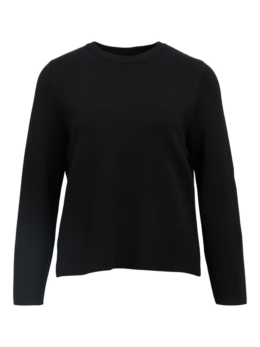 OBJECT LONG SLEEVED KNITTED PULLOVER, Black, highres - 23043511_Black_001.jpg