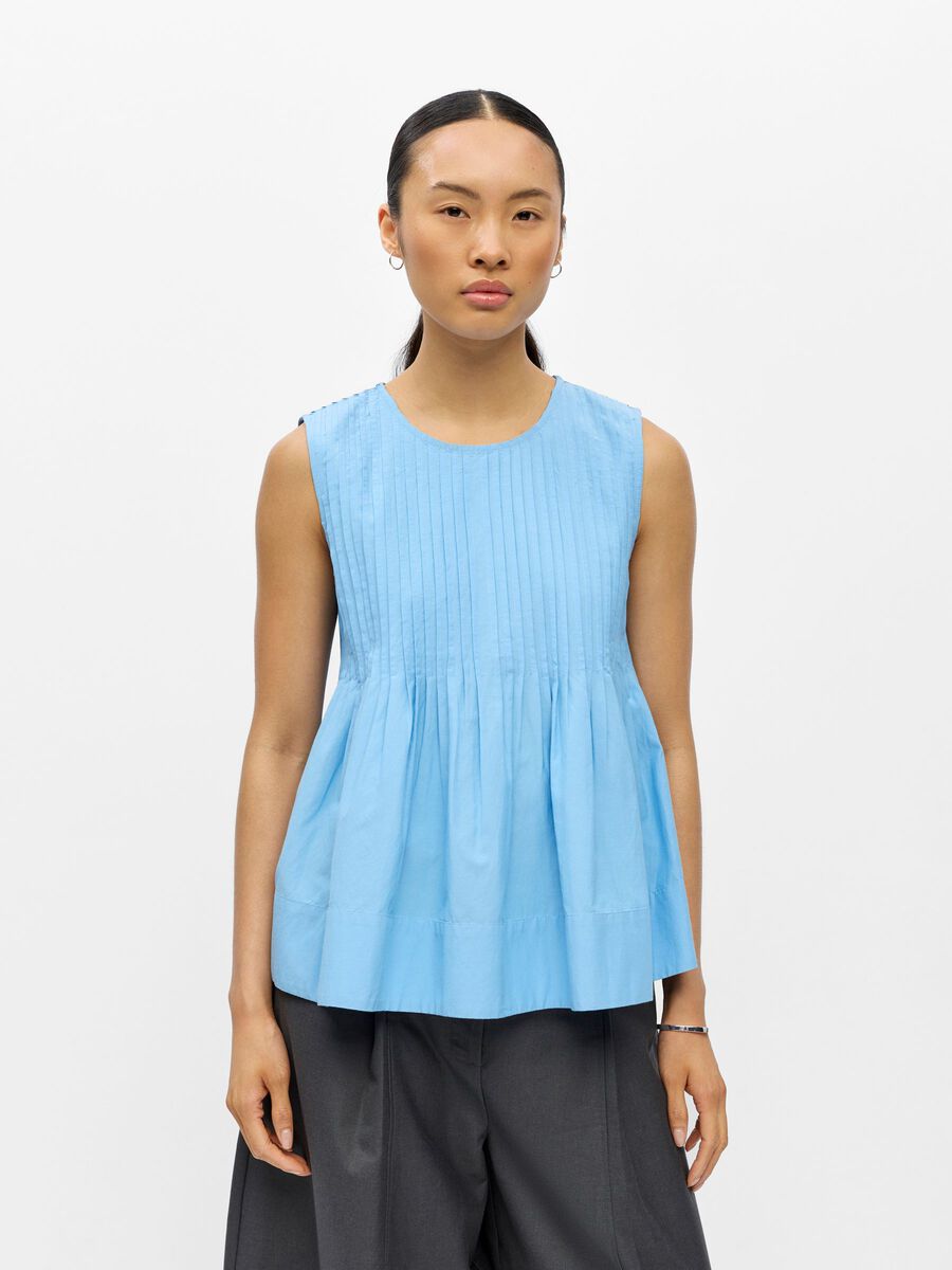 Product carousel image - PLEATED PEPLUM TOP, Little Boy Blue | 1