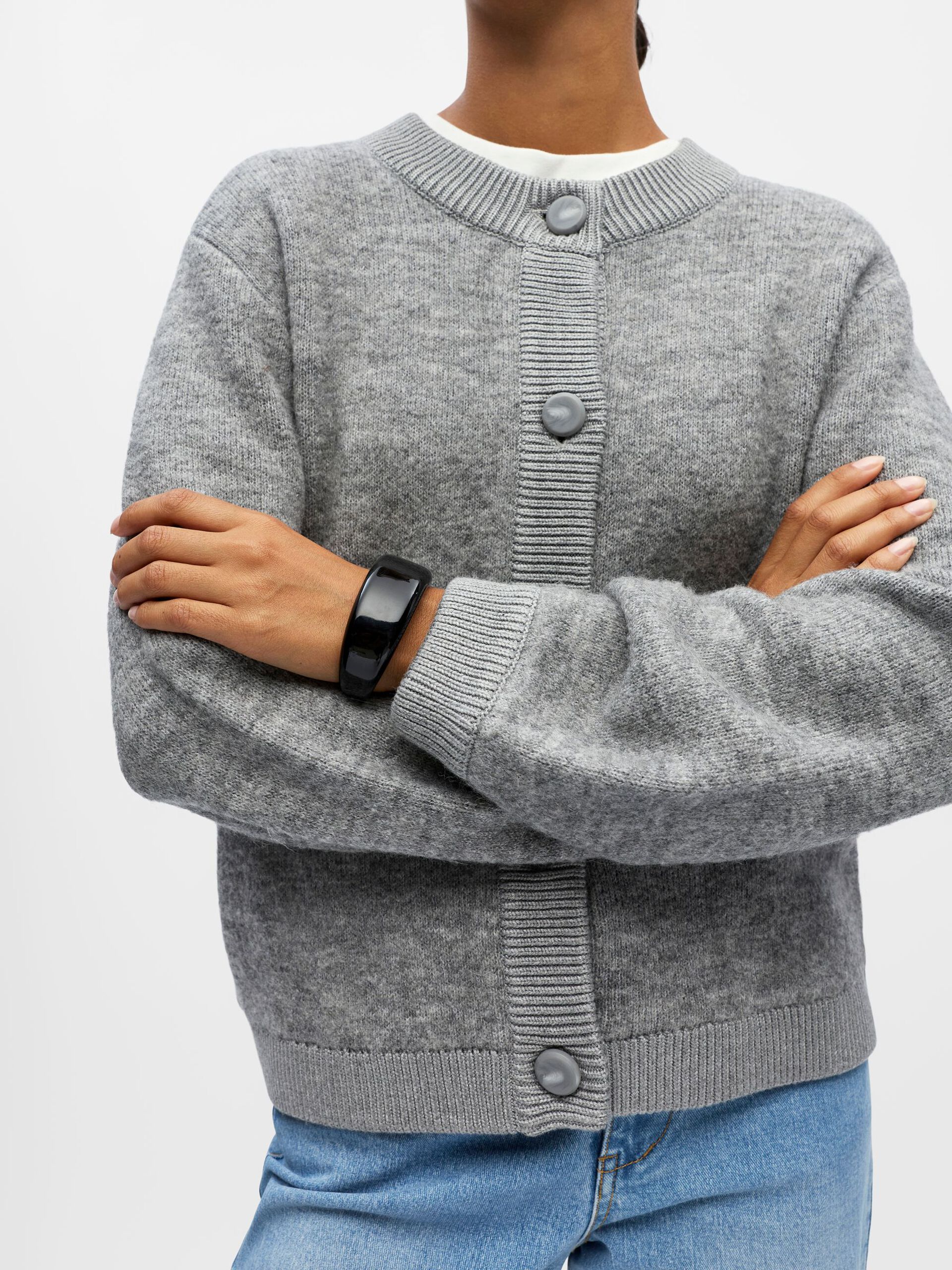 Carousel image - KNITTED CARDIGAN, Medium Grey Melange | 5