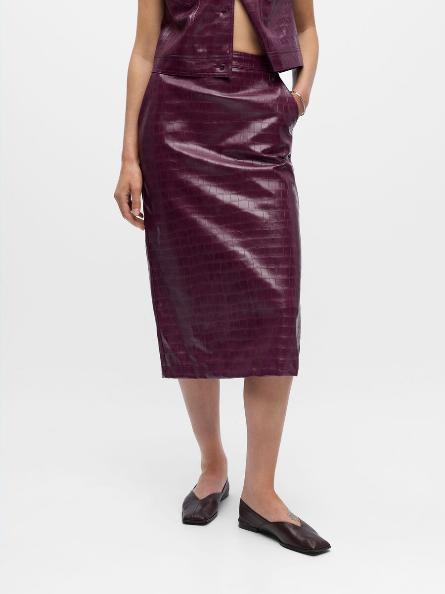 Product carousel image - PU CROCODILE JUPE, Mauve Wine | 1
