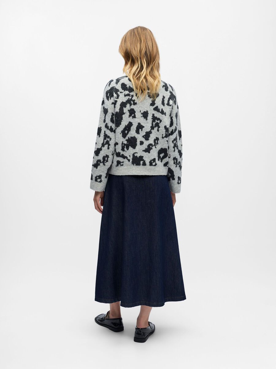 Product carousel image - PATTERNED KNITTED JUMPER, Light Grey Melange | 2