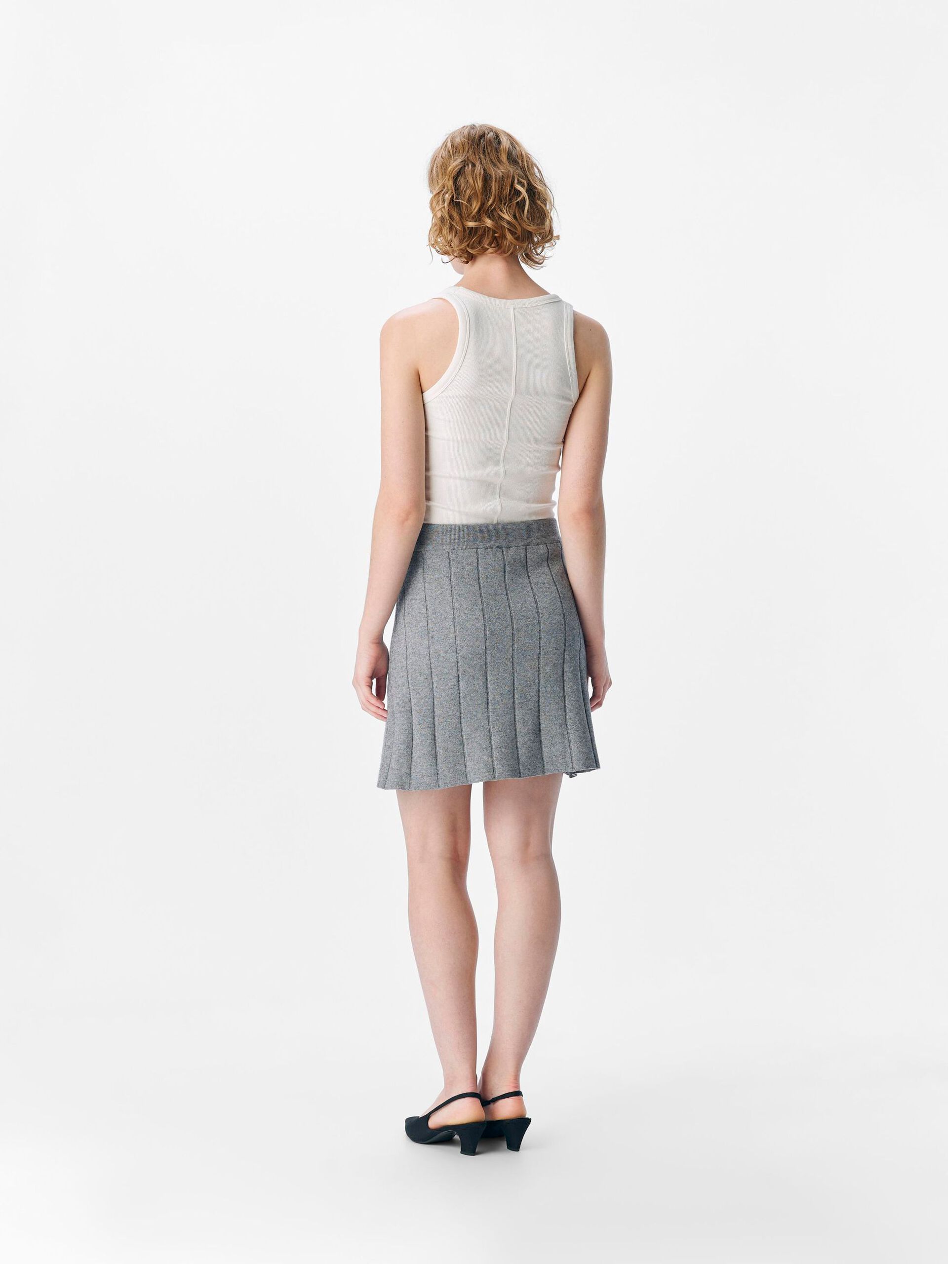 Carousel image - KNITTED MINI SKIRT, Medium Grey Melange | 3