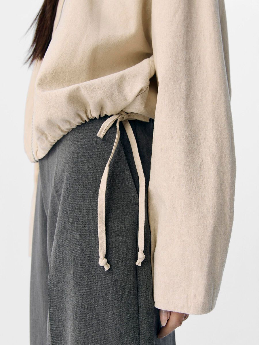 Carousel image - LINEN BLEND BOMBER JACKET, Humus | 6