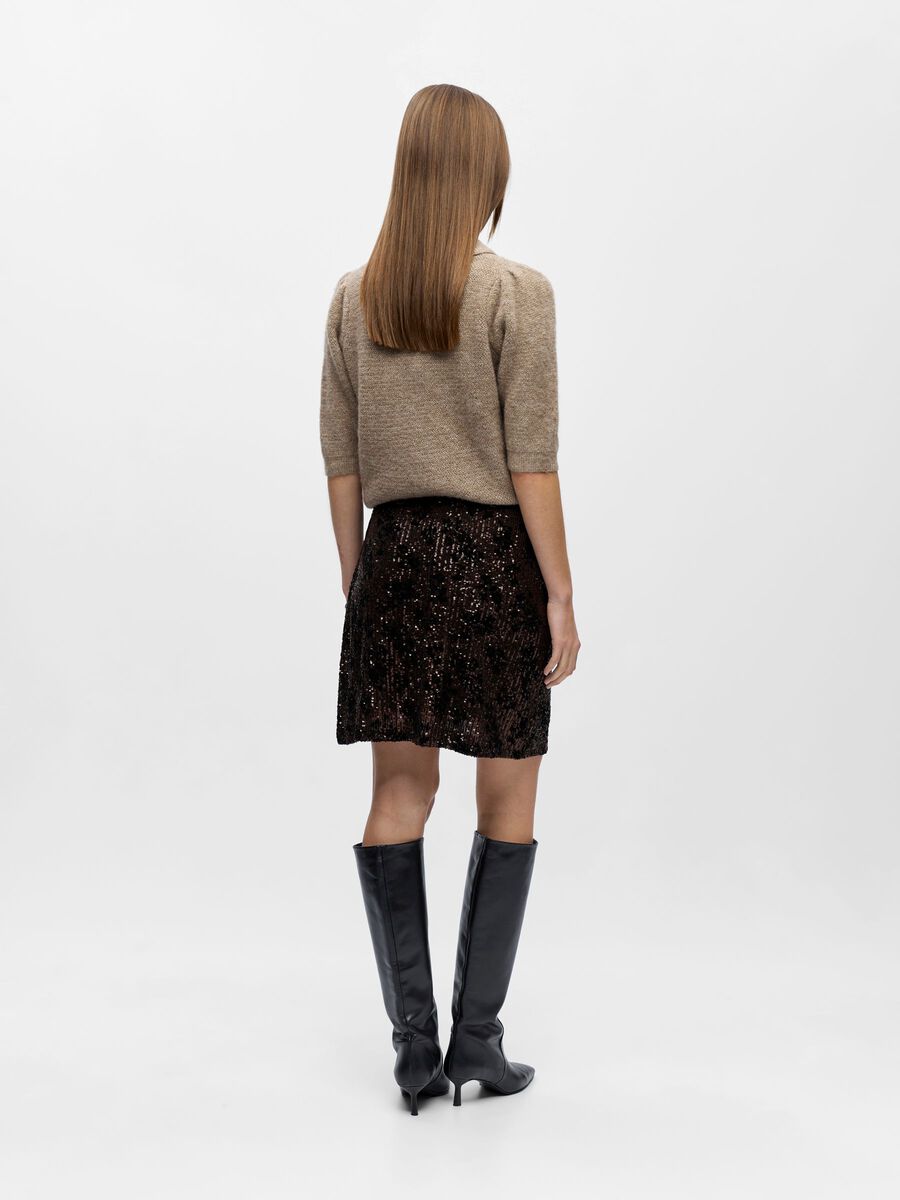 Product carousel image - SEQUIN MINI SKIRT, Seal Brown | 2