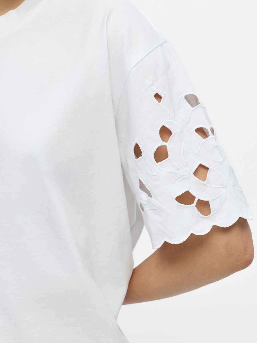 Carousel image - EYELET SLEEVE T-SHIRT, Bright White | 5