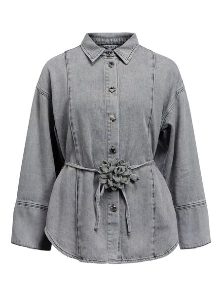 OBJECT BELTED DENIM SHIRT, Light Grey Denim, highres - 23048672_LightGreyDenim_001.jpg