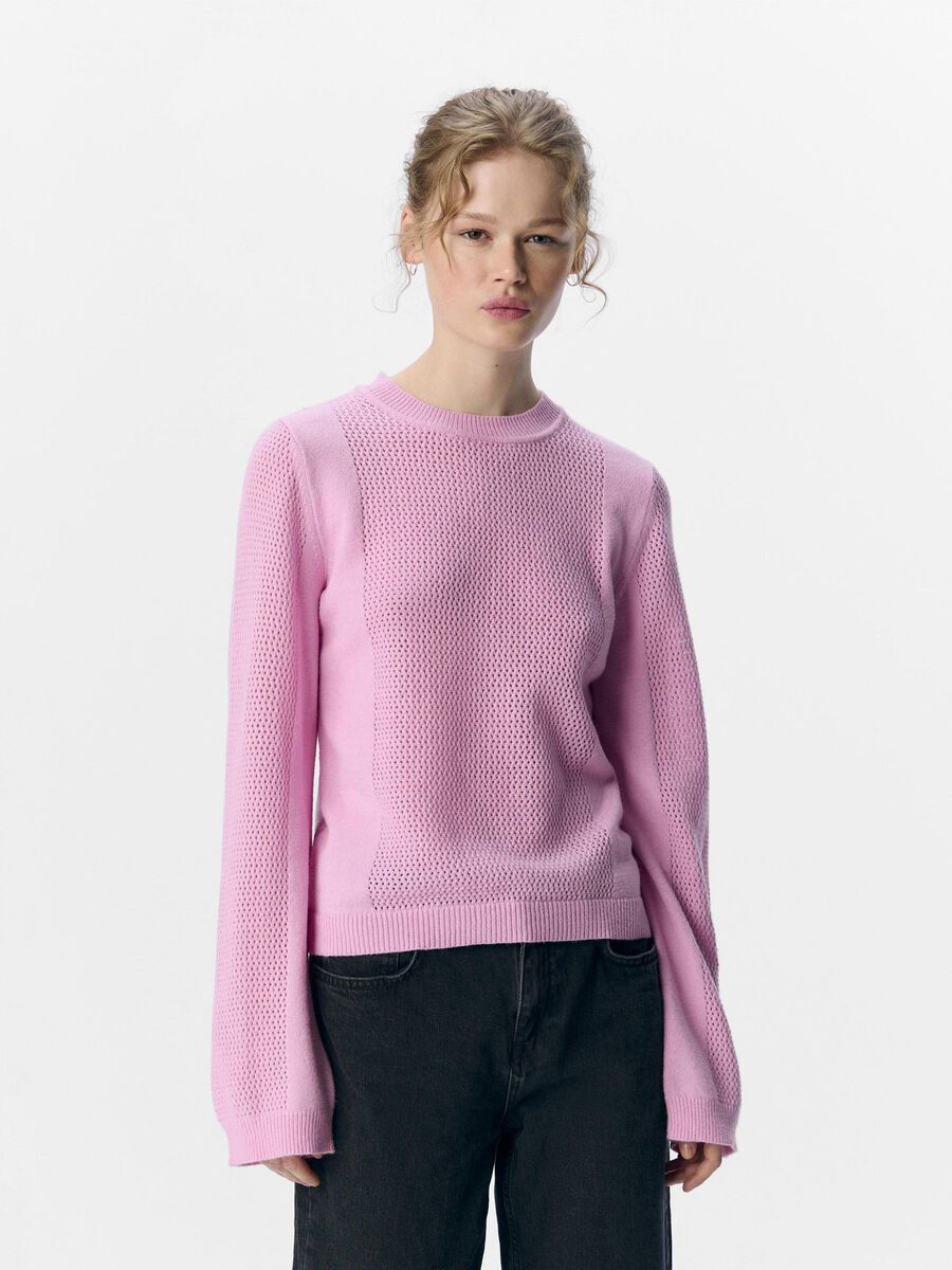 OBJECT LONG SLEEVED KNITTED PULLOVER, Pastel Lavender, highres - 23043599_PastelLavender_003.jpg