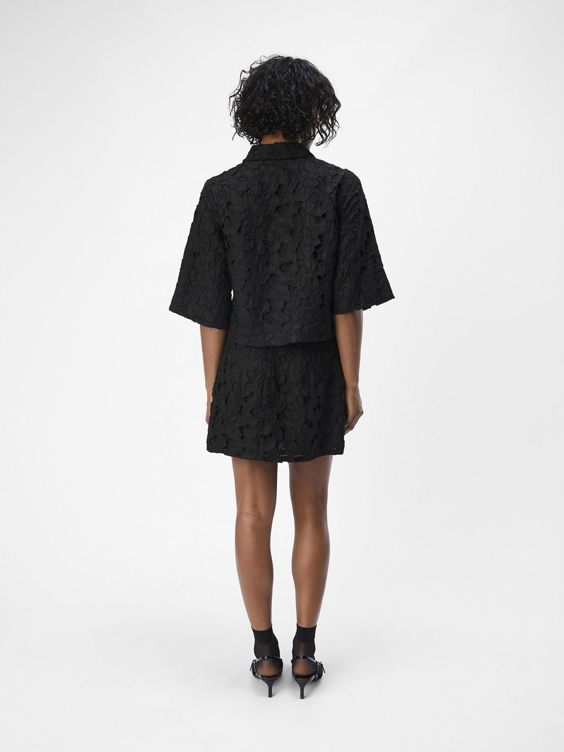 超ポイントアップ祭 MINI ANGLAISE BRODERIE SKIRT Switzerland CI .OBJECT | Black | スカート