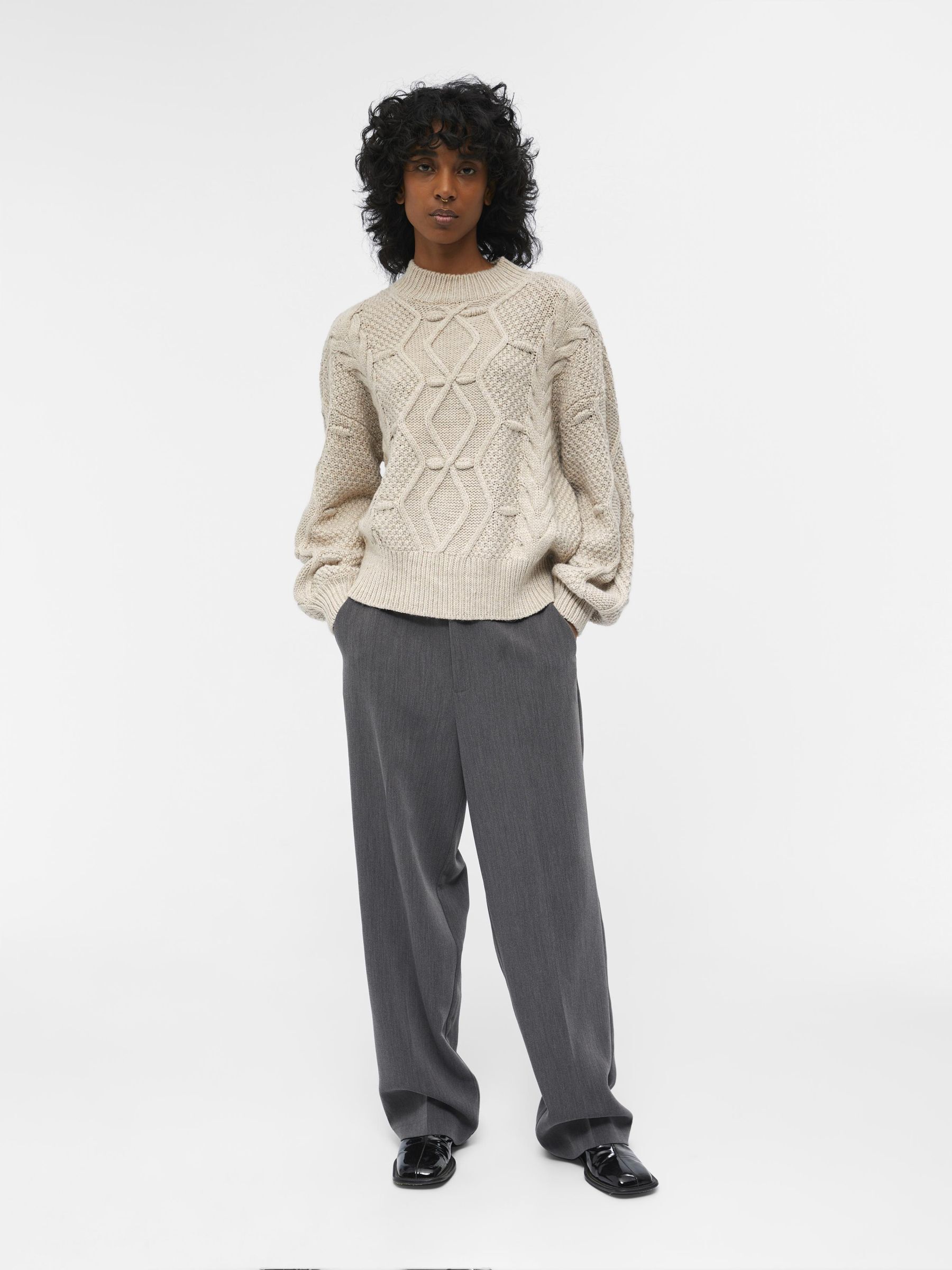 CABLE KNIT JUMPER Grey .OBJECT CI Netherlands