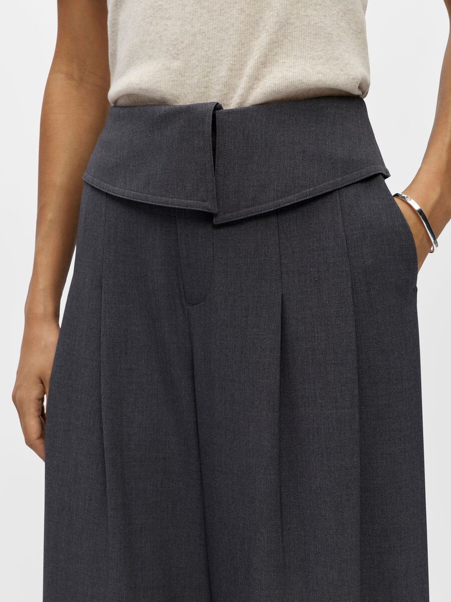 Carousel image - FOLDOVER WIDE-LEG TROUSERS, Dark Grey Melange | 5