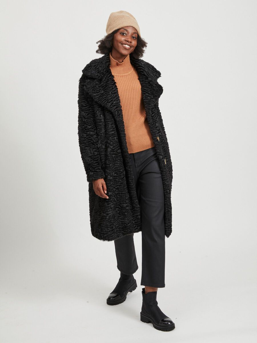 Carousel image - OVERSIZE FAUX FUR COAT, Black | 5