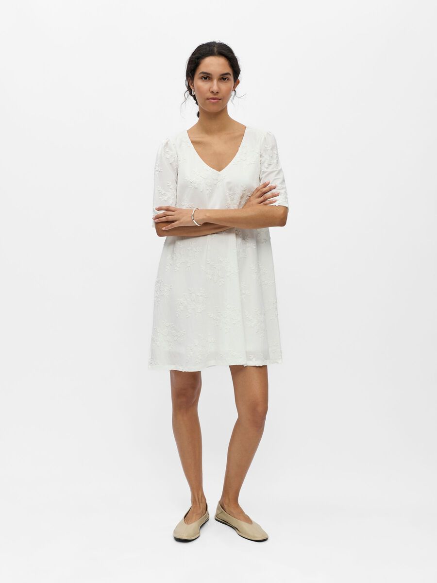Carousel image - EMBROIDERED V-NECK DRESS, White | 4