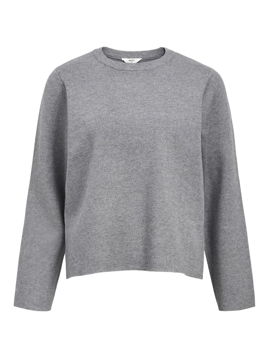 Carousel image - LONG SLEEVED KNITTED PULLOVER, Medium Grey Melange | 1
