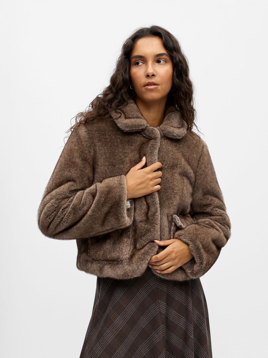 Carousel image - FAUX FUR JACKET, Morel | 2