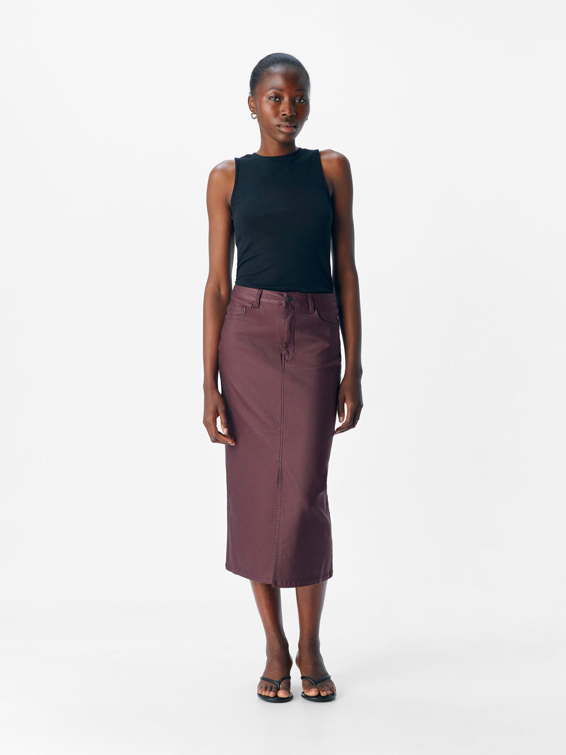 Carousel image - COATED MIDI SKIRT, Mauve Wine | 4
