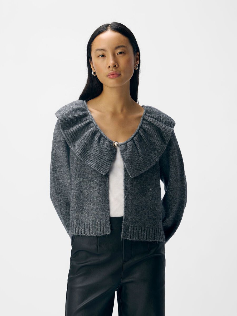 Carousel image - STATEMENT KNITTED CARDIGAN, Medium Grey Melange | 2