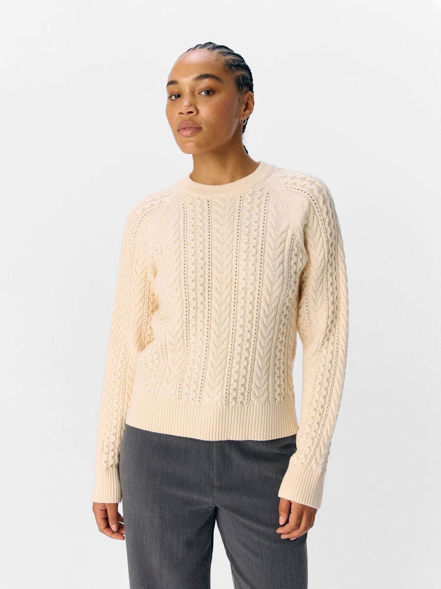 Product carousel image - CABLE KNIT JUMPER, Sandshell | 1