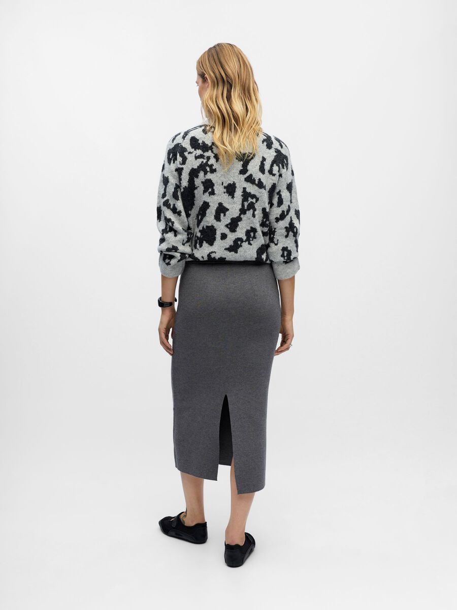 Product carousel image - KNITTED MAXI SKIRT, Medium Grey Melange | 2