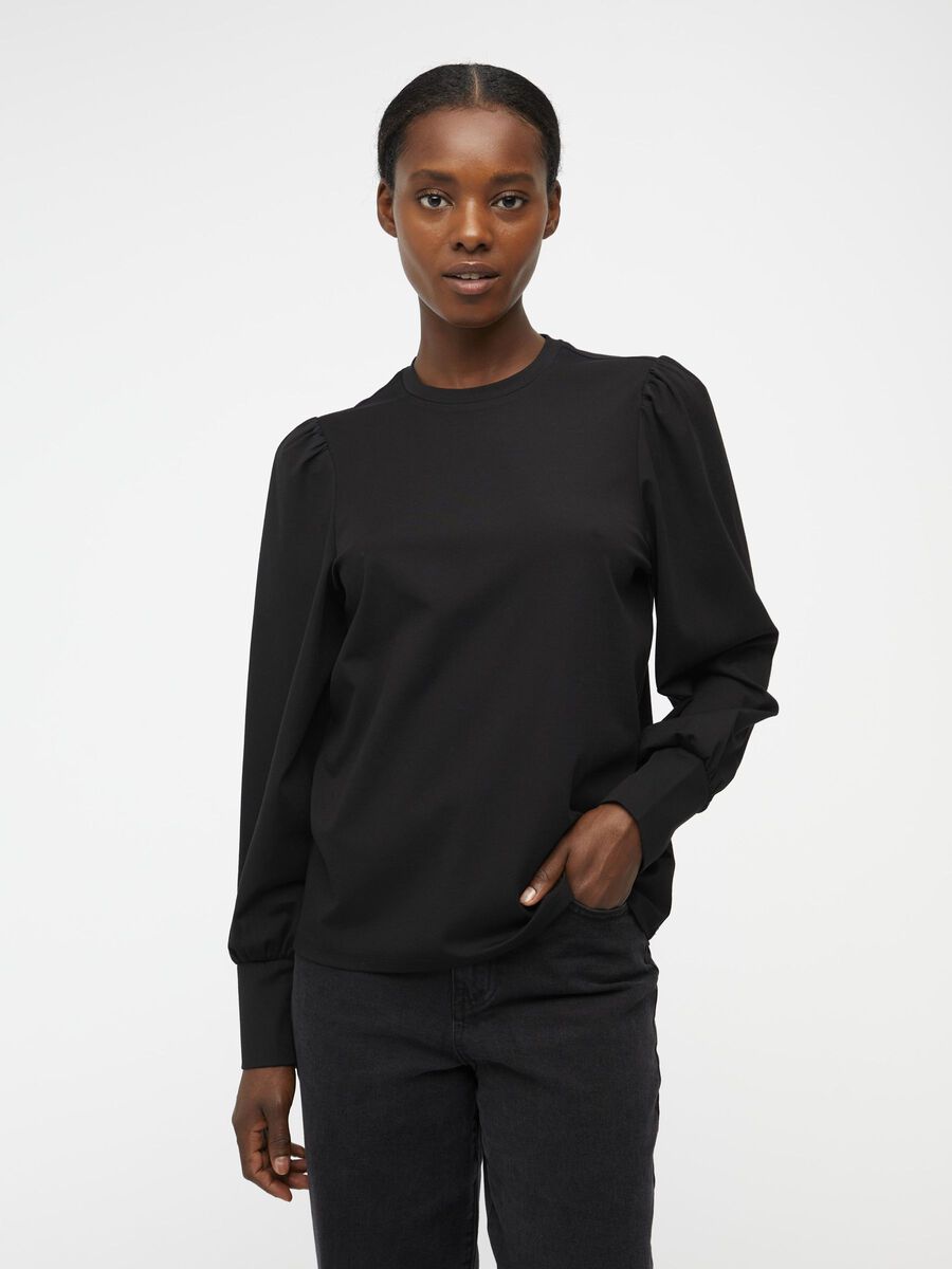 OBJECT BALLOON SLEEVED TOP, Black, highres - 23040526_Black_003.jpg