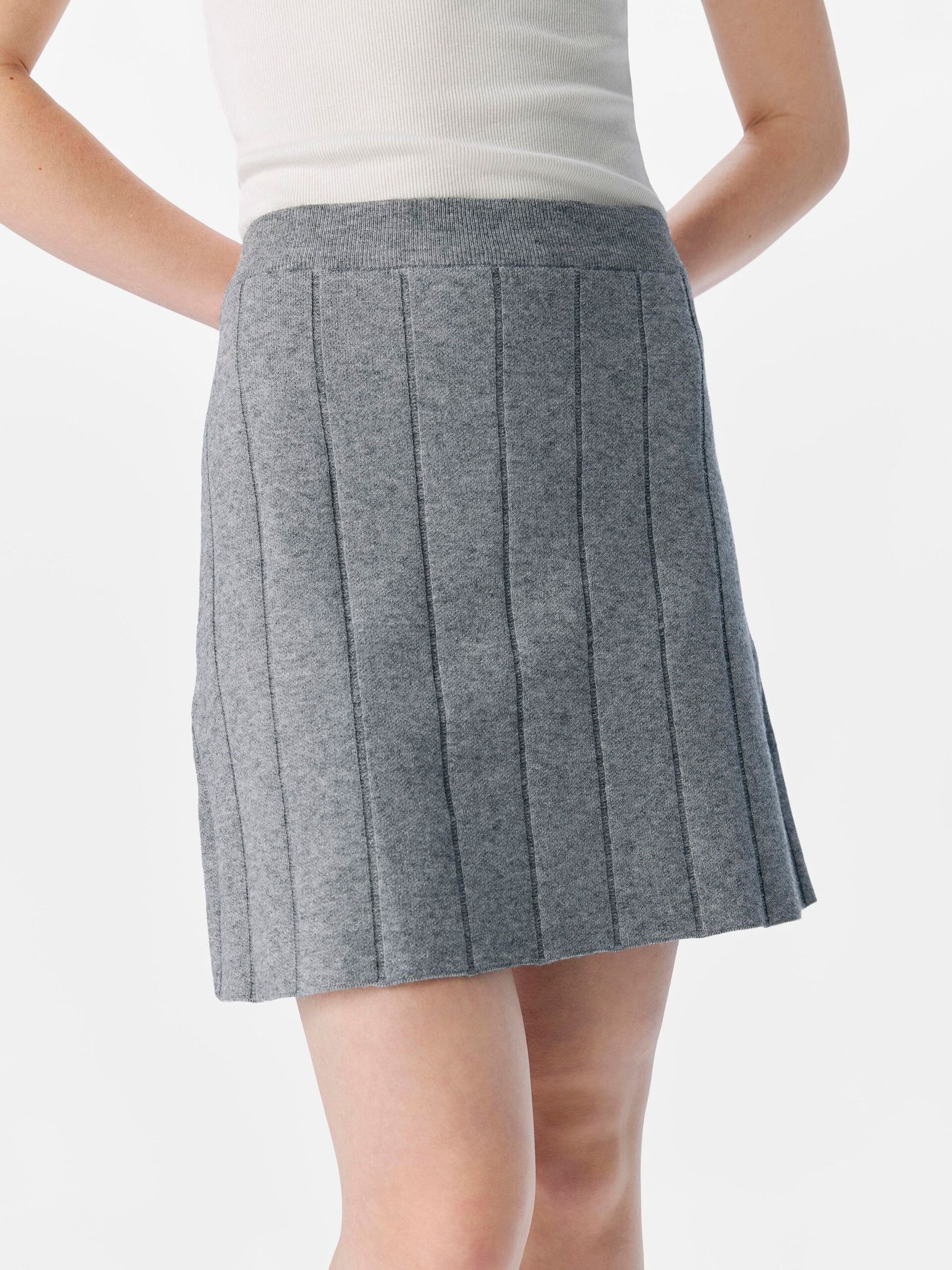 Carousel image - KNITTED MINI SKIRT, Medium Grey Melange | 5