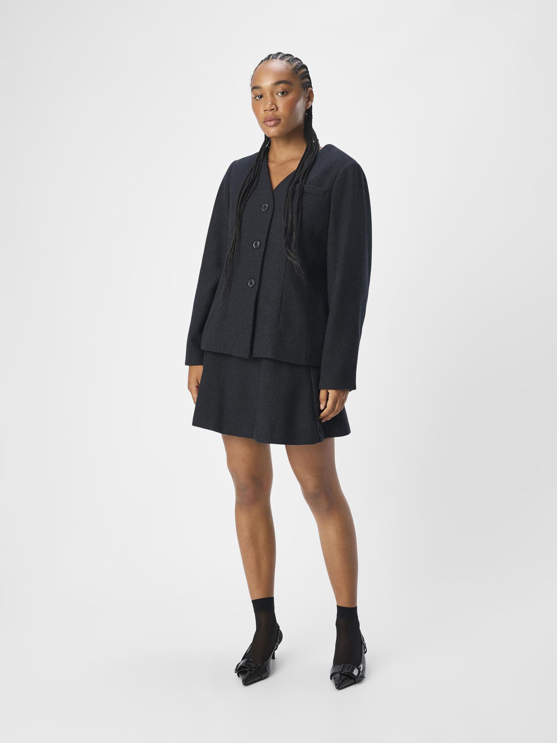 Carousel image - V-HALS BLAZER, Dark Grey Melange | 4
