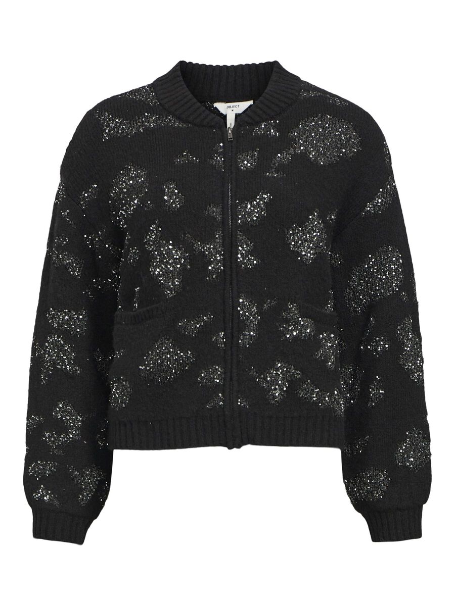 OBJECT DETAILED KNITTED CARDIGAN, Black, highres - 23045613_Black_001.jpg