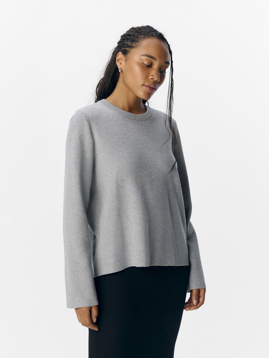 OBJECT MANCHES LONGUES PULL EN MAILLE, Light Grey Melange, highres - 23043511_LightGreyMelange_1109826_003.jpg