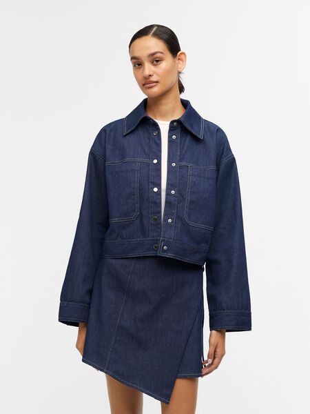 Object Collectors Item CROPPED DENIM JACKET, Dark Blue Denim, highres - 23043332_DarkBlueDenim_003.jpg