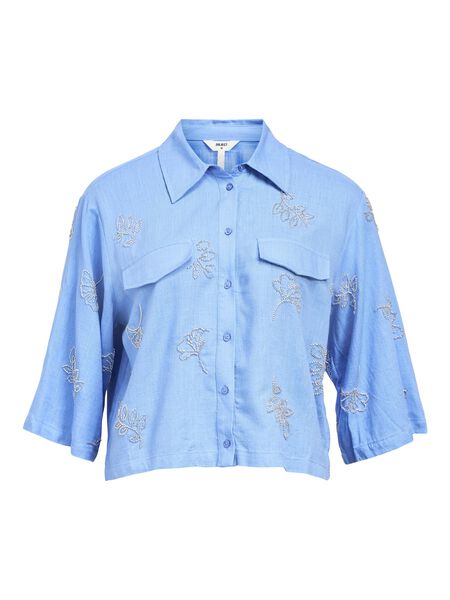 OBJECT EMBROIDERED CROPPED SHIRT, Cornflower Blue, highres - 23045730_CornflowerBlue_001.jpg