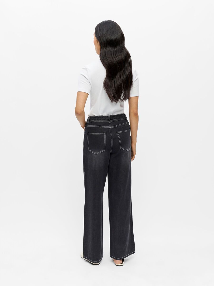 Product carousel image - TIE-WAIST WIDE LEG JEANS, Black | 2