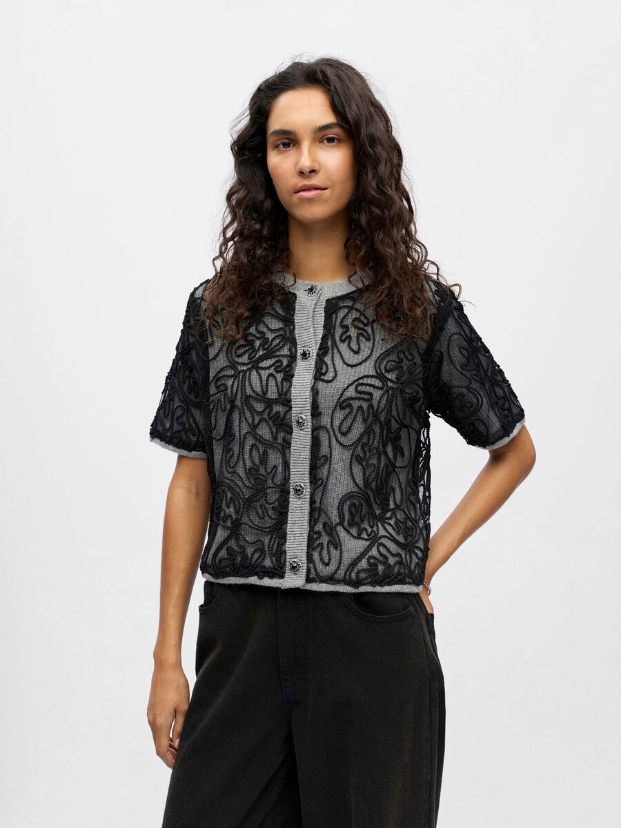 Product carousel image - KNITTED CARDIGAN, Light Grey Melange | 1