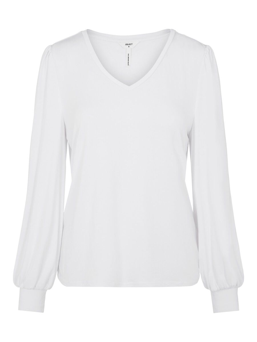 Object Collectors Item V-NECK LONG SLEEVED TOP, White, highres - 23035748_White_001.jpg