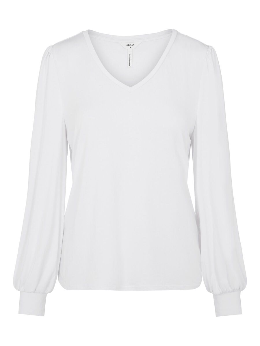 V-RINGNING LÅNGÄRMAD TOPP, White, highres