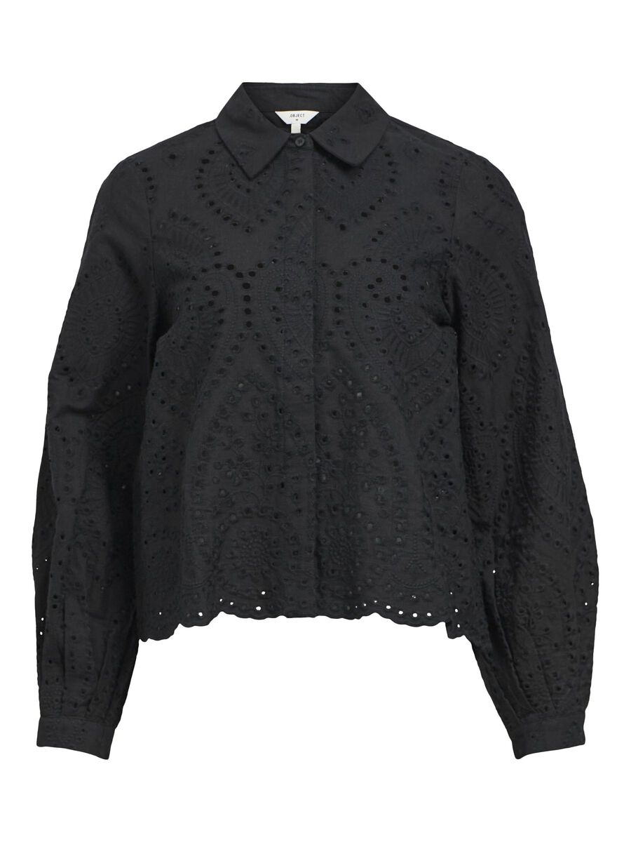 OBJECT BRODERIE ANGLAISE SHIRT, Black, highres - 23045717_Black_001.jpg