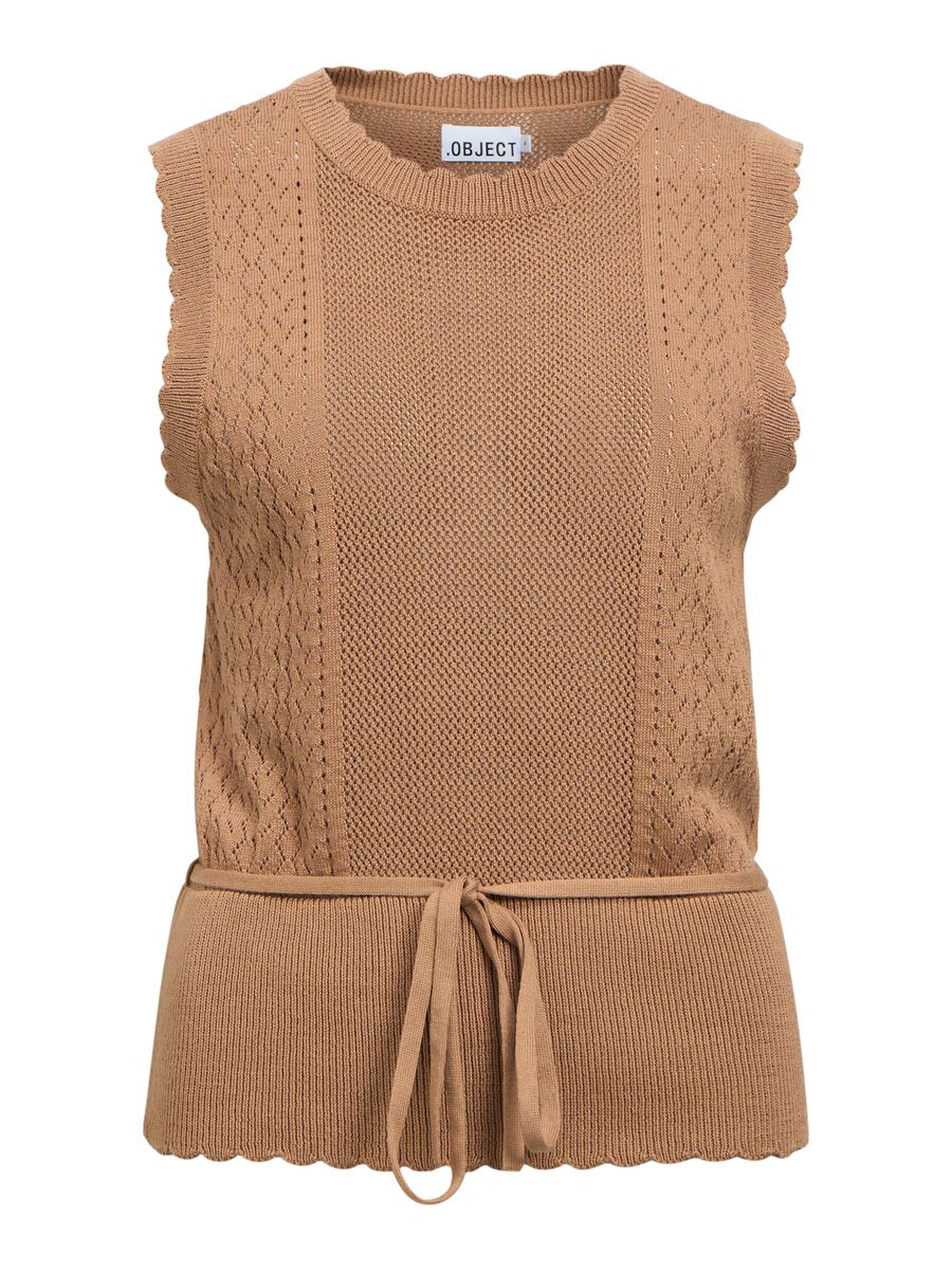 Carousel image - POINTELLE KNIT  TOP, Toasted Coconut | 1