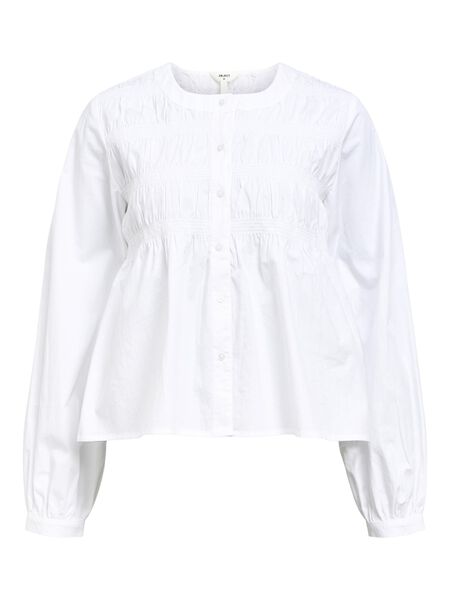 OBJECT SMOCKED SHIRT, White, highres - 23046925_White_001.jpg