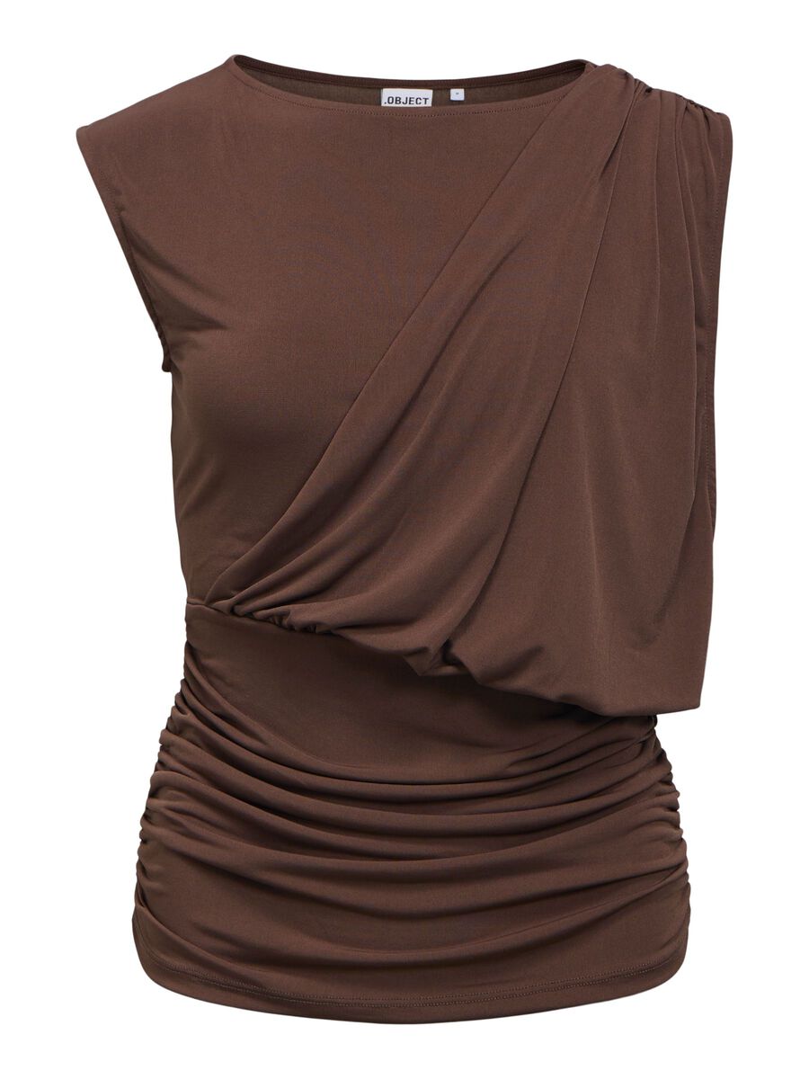 Product carousel image - DRAPED GRECIAN TOP, Seal Brown | 2