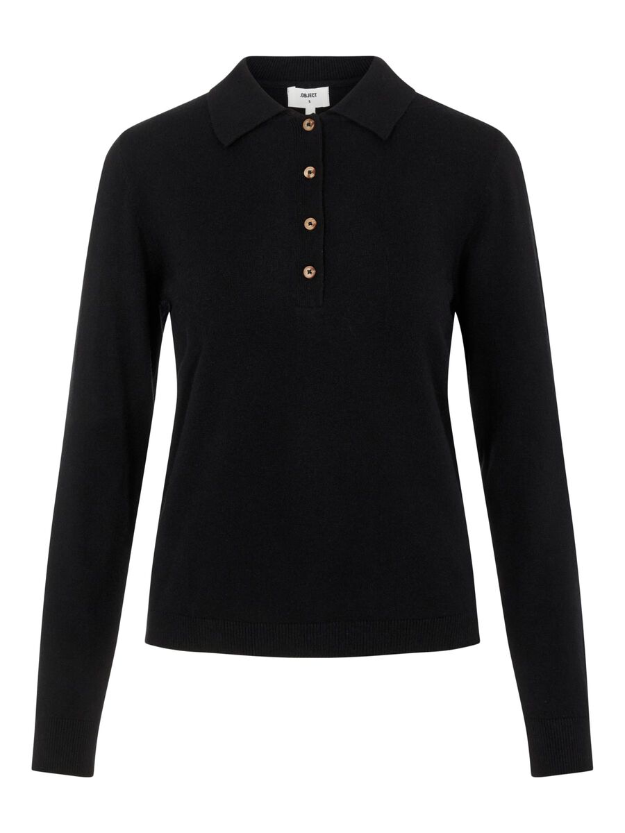Object Collectors Item KNITTED POLO SHIRT, Black, highres - 23037490_Black_001.jpg