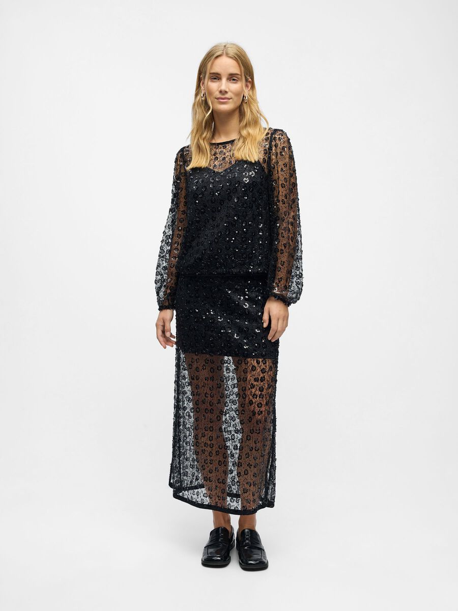 Product carousel image - SEQUIN BLOUSE, Black | 5