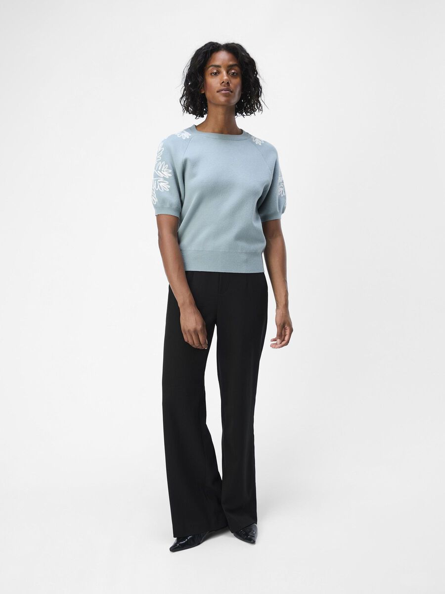 Carousel image - EMBROIDERED KNITTED TOP, Slate | 4