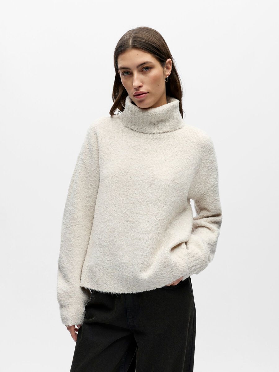 Product carousel image - HIGH NECK JUMPER, White Sand | 1