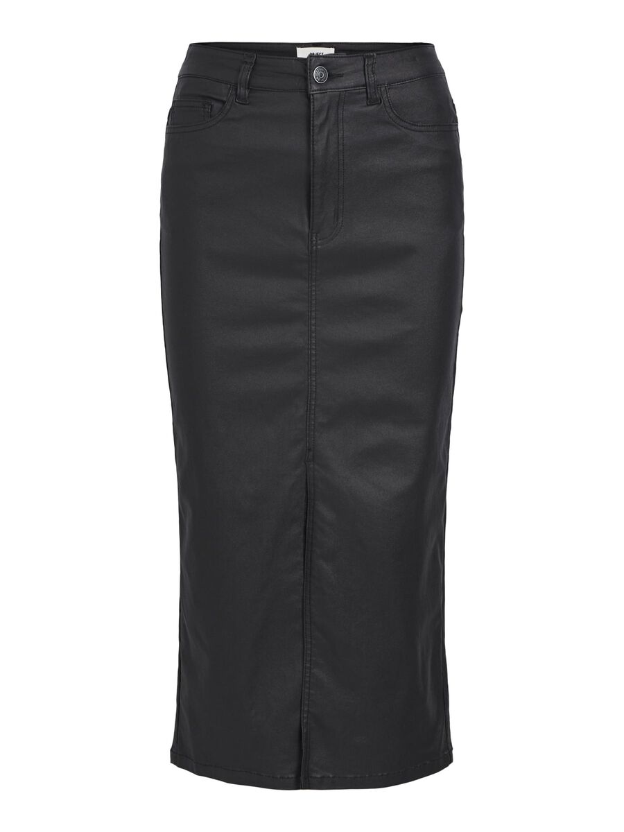 OBJECT COATED MIDI SKIRT, Black, highres - 23043432_Black_001.jpg