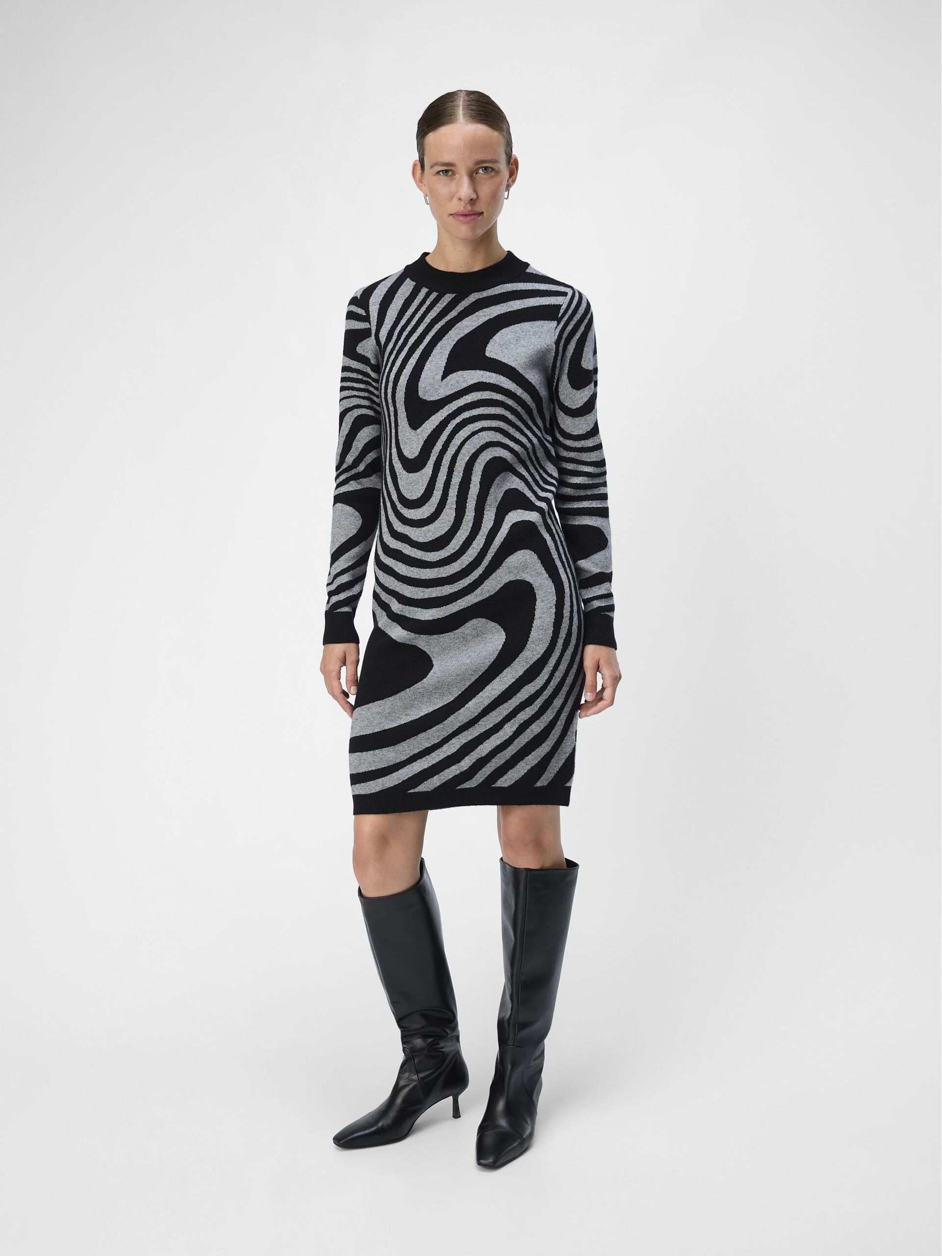 Carousel image - OBJRAY KNITTED DRESS, Black | 4
