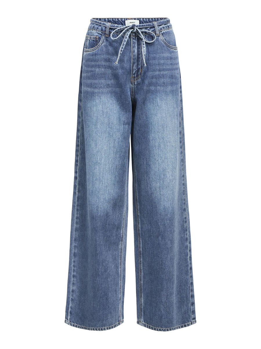 OBJECT TIE-WAIST WIDE LEG JEANS, Medium Blue Denim, highres - 23046943_MediumBlueDenim_001.jpg