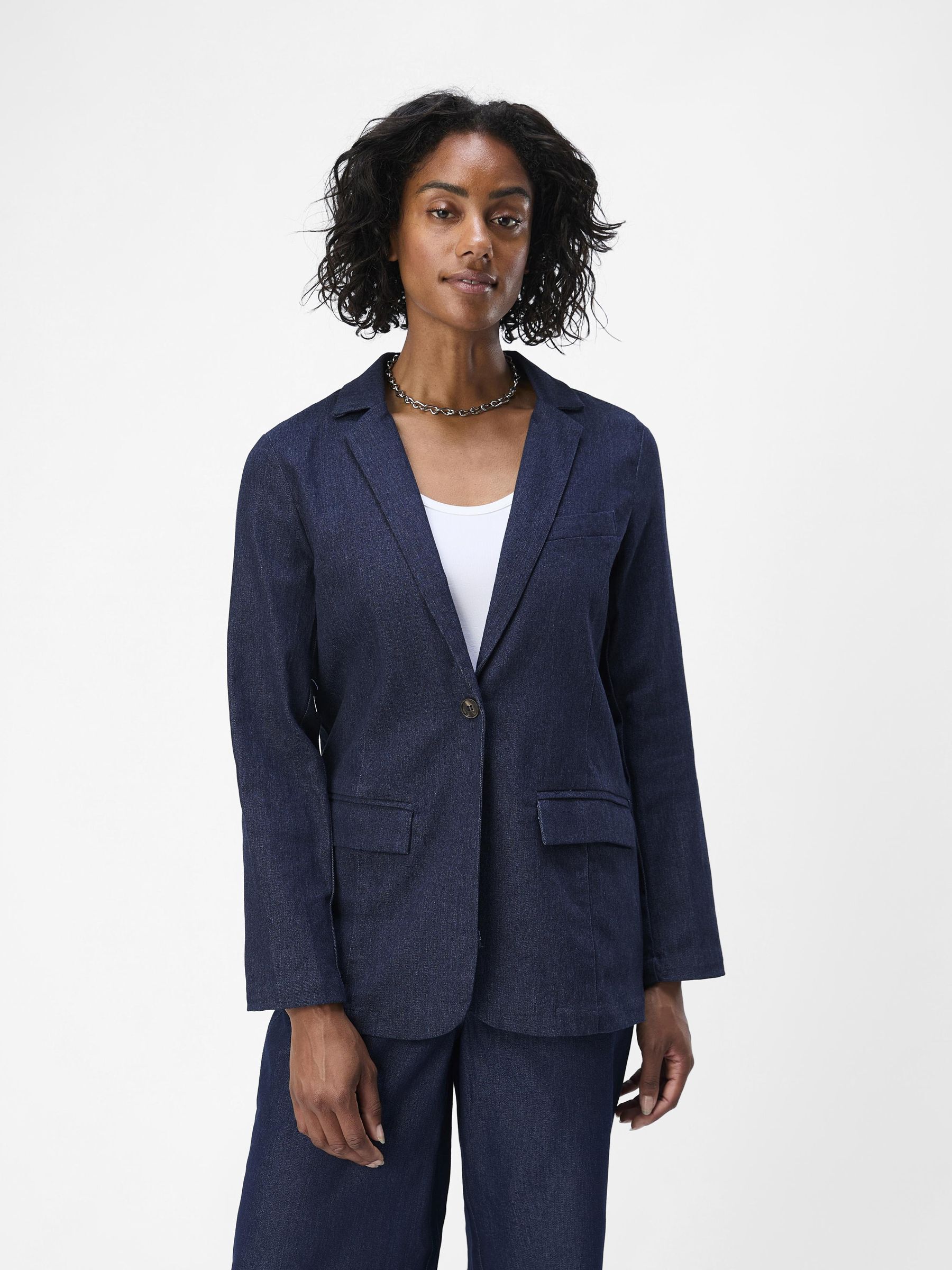 Dark navy blue blazer womens on sale