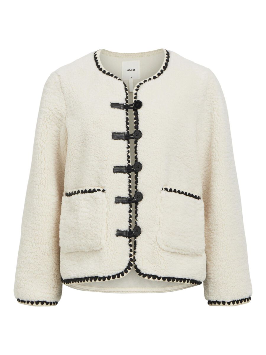 Long Sleeve Contrast Stitching Plush Cardigan