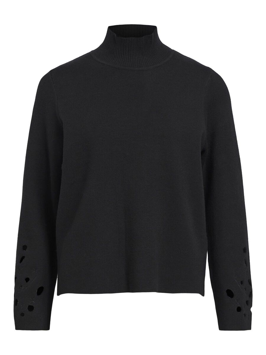 Object Collectors Item HIGH NECK KNITTED PULLOVER, Black, highres - 23043789_Black_001.jpg